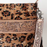 American Darling Messenger Hand Tooled Hair On Genuine Leather Western Women Bag Handbag Purse | Cute