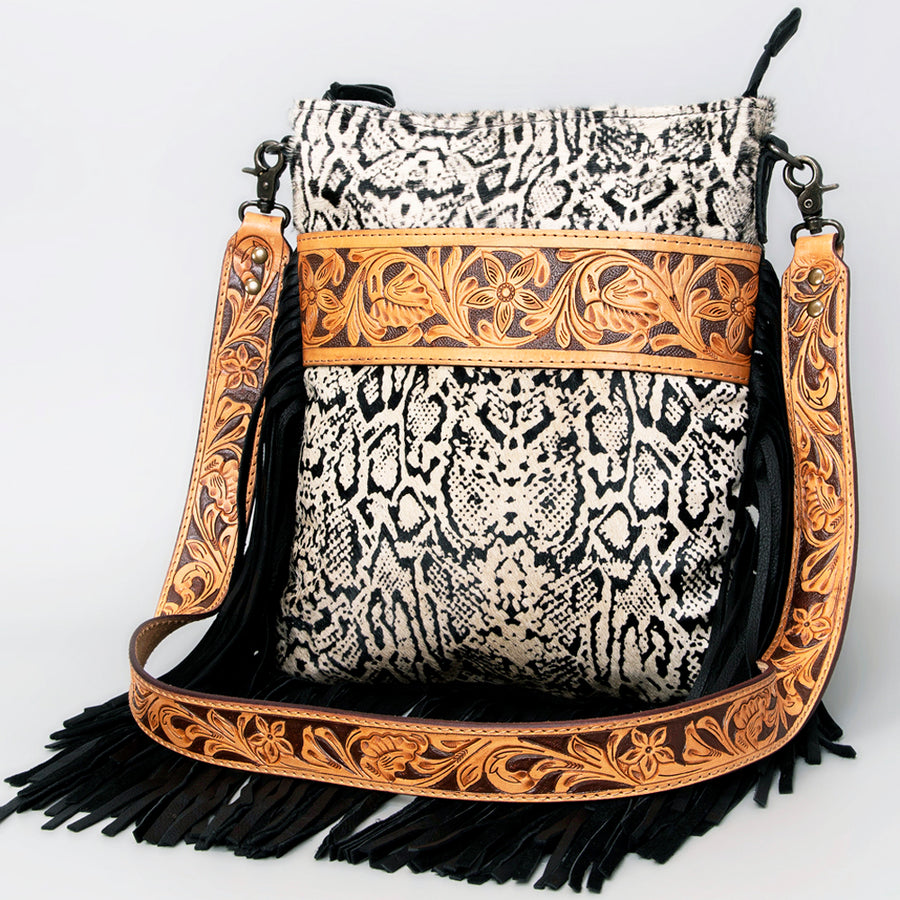 American Darling Large Crossbody Hand Tooled Hair On Genuine Leather Western Women Bag Handbag Purse | Cute - Uhorse