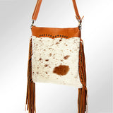 American Darling Genuine Leather Hair-On Cowhide Studded Fringe Bag