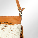 American Darling Genuine Leather Hair-On Cowhide Studded Fringe Bag