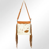 American Darling Genuine Leather Hair-On Cowhide Studded Fringe Bag