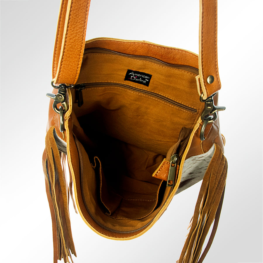 American Darling Genuine Leather Hair-On Cowhide Studded Fringe Bag