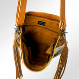 American Darling Genuine Leather Hair-On Cowhide Studded Fringe Bag