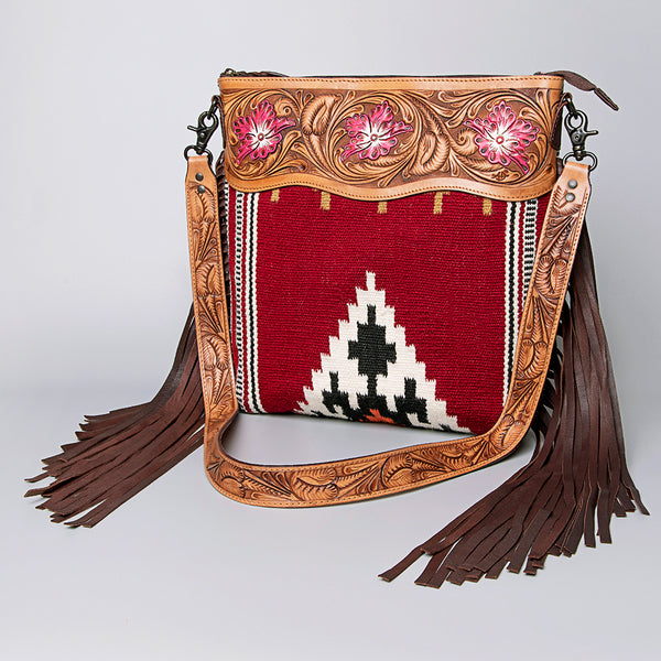 American Darling Crossbody Hand Tooled Saddle Blanket Genuine Leather Bag