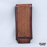Hilason Western Tooled Leather Water Bottle Bag  Basketweave Pattern