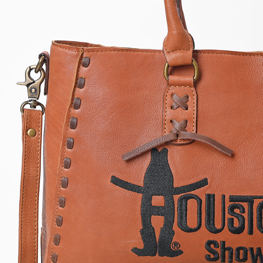 Magnolia Rodeo Genuine Leather Embroidered Tote Bag Black | Houston Livestock Show and Rodeo