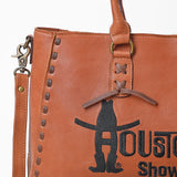 Magnolia Rodeo Genuine Leather Embroidered Tote Bag Black | Houston Livestock Show and Rodeo