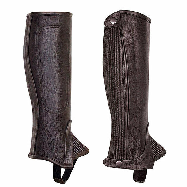 Medium Brown Child'S Professional Half Calfskin Elastic Chaps By Perris Leather - Uhorse