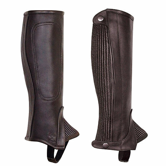 Medium Brown Child'S Professional Half Calfskin Elastic Chaps By Perris Leather - Uhorse