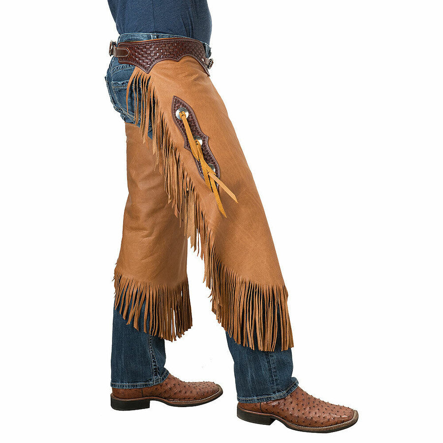 Medium Weaver Leather All Purpose Basketweave H. Riding Chinks Brown – by Hilason – Cowboy and equestrian accessories
