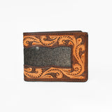 BAR H EQUINE Rodeo Floral Bifold & Trifold Wallet For Men Women HairOn Genuine Leather Tan