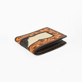 BAR H EQUINE Rodeo Floral Bifold & Trifold Wallet For Men Women HairOn Genuine Leather Tan