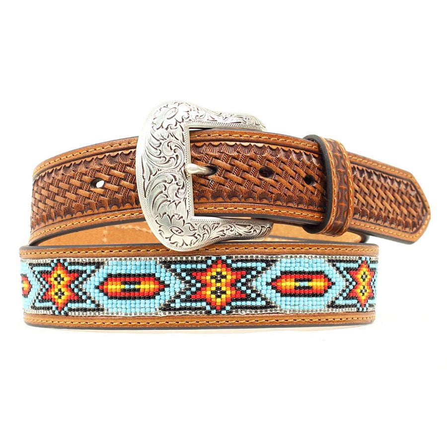 Nocona men's Basketweave Tabs Aztec Star Bead Inlay - Uhorse