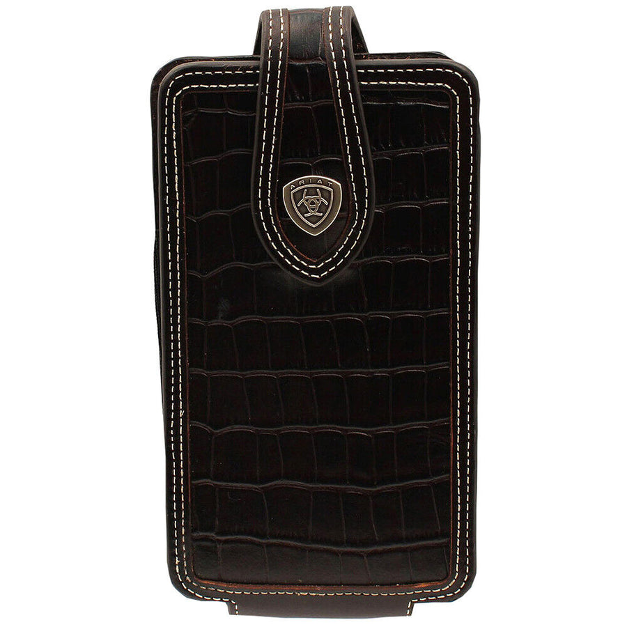 M&F W. Ariat Croc Leather Cell Phone Holder Iphone Brown by Hilason – Cowboy and equestrian accessories