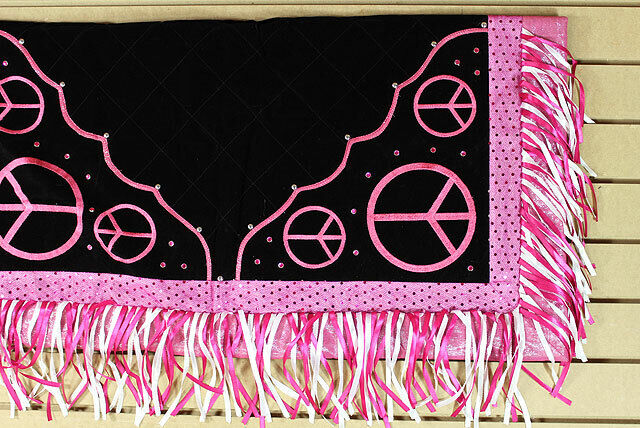 New Hilason Western Show Barrel Racing Rodeo Saddle Blanket Pad Black Peace Sign