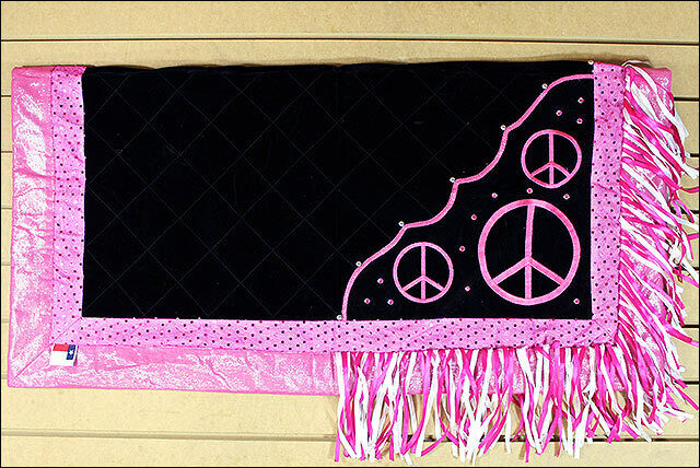 New Hilason Western Show Barrel Racing Rodeo Saddle Blanket Pad Black Peace Sign