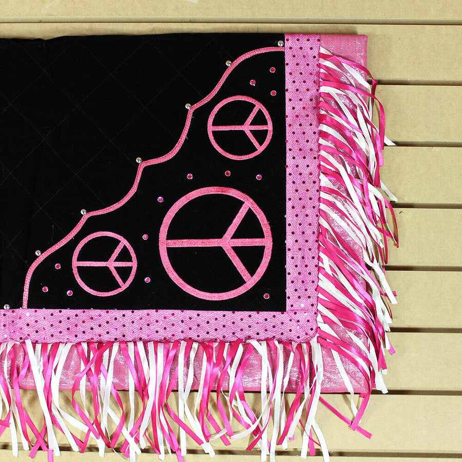 New Hilason W. Show Barrel Racing Rodeo Saddle Blanket Pad Black Peace by Hilason – Cowboy and equestrian accessories