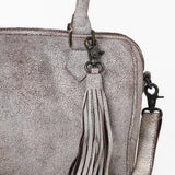 Never Mind Leather Speedy Bag Distressed Grey Barrel Crossbody Handbag