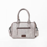 Never Mind Leather Speedy Bag Distressed Grey Barrel Crossbody Handbag