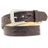 Nocona Leather Belt Western Mens Genuine Floral Embossed Black