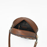 Ohlay Round Western Crossbody Bag for Women, Hand Tooled Genuine Leather Purse