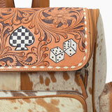 Ohlay Western Cowhide Leather Backpack for Women, Hand Tooled Genuine Leather Travel Bag