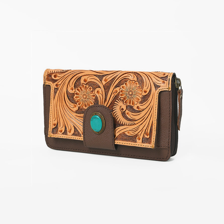 OHLAY WALLET Hand Tooled Genuine Leather women bag western handbag purse - Uhorse