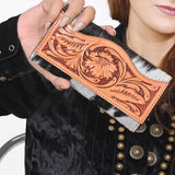 OHLAY Wallet Hand Tooled Hair-On Genuine Leather Women Bag Western Handbag Purse | Womens Handbags |Leather Belt for Summer