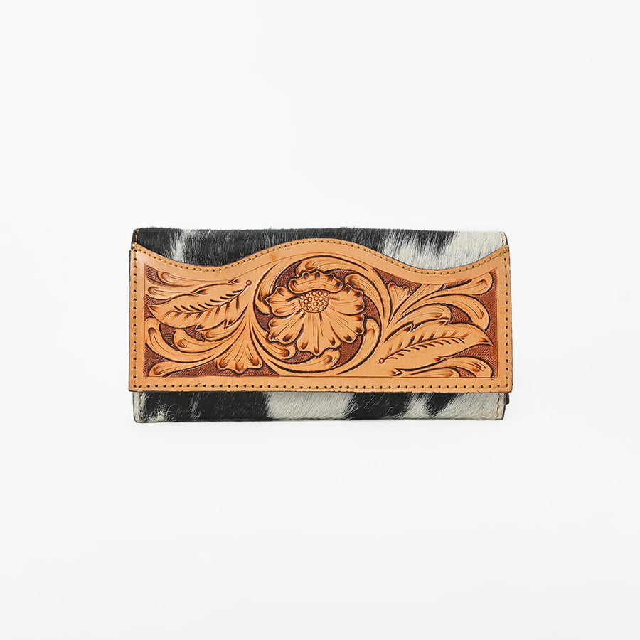 OHLAY Wallet Hand Tooled Hair-On Genuine Leather Women Bag Western Handbag Purse | Womens Handbags |Leather Belt for Summer