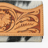 OHLAY Wallet Hand Tooled Hair-On Genuine Leather Women Bag Western Handbag Purse | Womens Handbags |Leather Belt for Summer