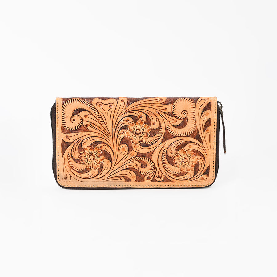 OHLAY Wallet Hand Tooled Genuine Leather Women Bag Western Handbag Purse | Womens Handbags |Leather Belt for Summer