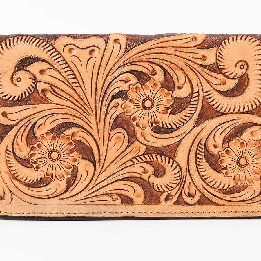 OHLAY Wallet Hand Tooled Genuine Leather Women Bag Western Handbag Purse | Womens Handbags |Leather Belt for Summer