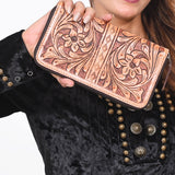 OHLAY Wallet Hand Tooled Genuine Leather Women Bag Western Handbag Purse | Womens Handbags |Leather Belt for Summer