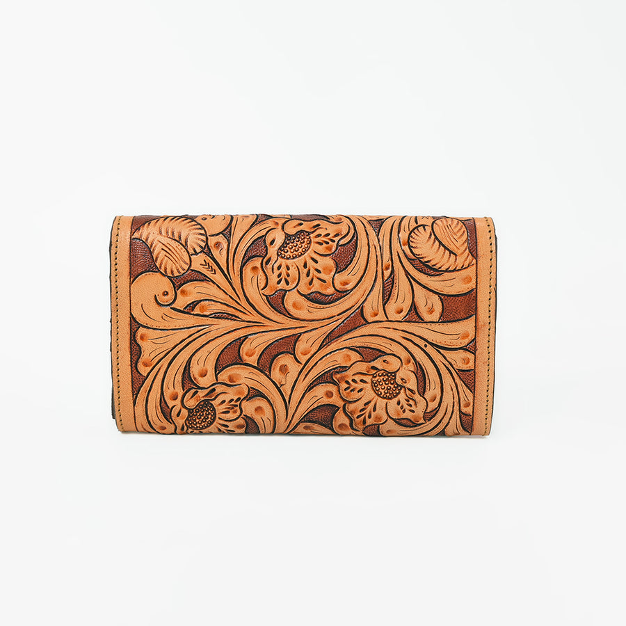 OHLAY Wallet Hand Tooled Genuine Leather Women Bag Western Handbag Purse | Womens Handbags |Leather Belt for Summer