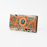 OHLAY WALLET Hand Tooled Hair-on Genuine Leather women bag western handbag purse - Uhorse