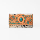 OHLAY Wallet Hand Tooled Hair-On Genuine Leather Women Bag Western Handbag Purse | Womens Handbags |Leather Belt for Summer