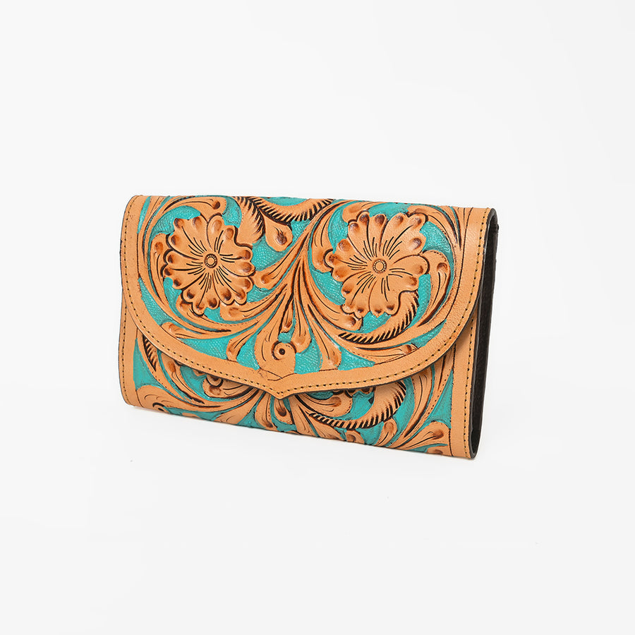 OHLAY WALLET Hand Tooled Genuine Leather women bag western handbag purse - Uhorse