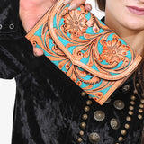 OHLAY Wallet Hand Tooled Genuine Leather Women Bag Western Handbag Purse | Womens Handbags |Leather Belt for Summer