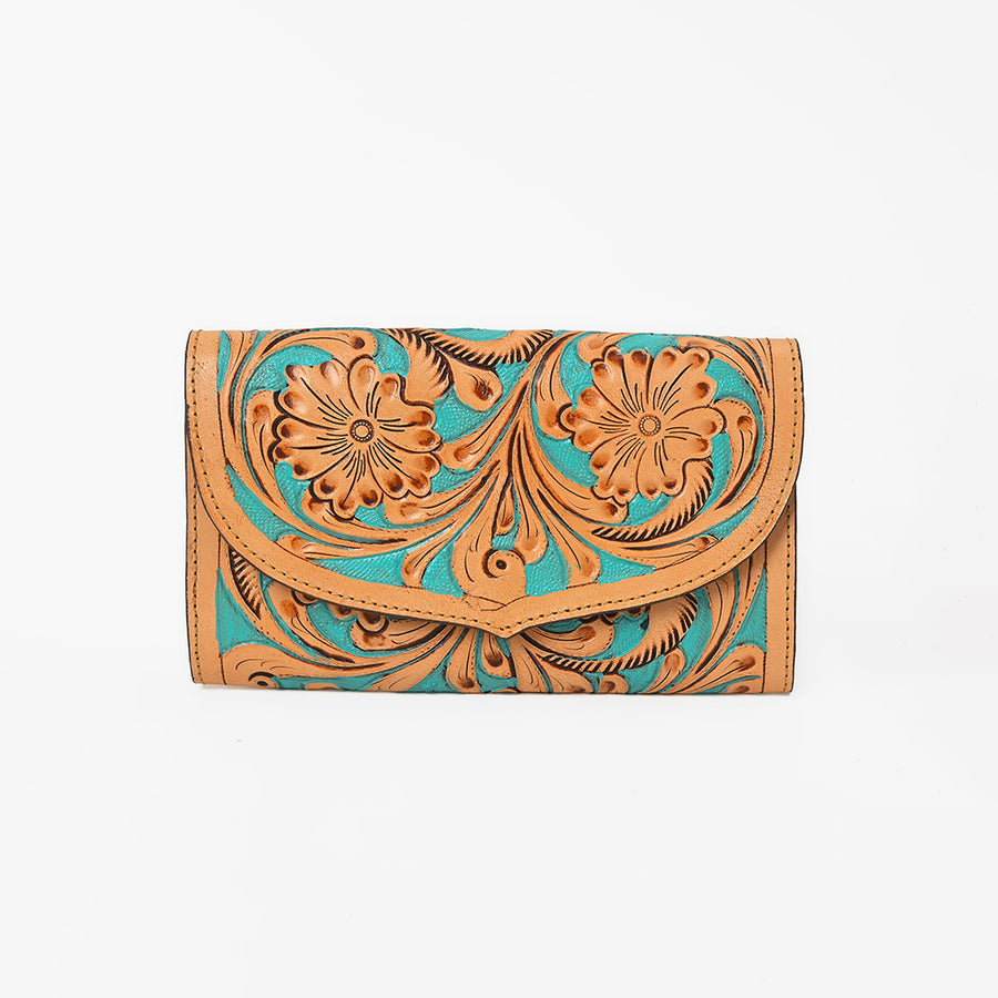 OHLAY Wallet Hand Tooled Genuine Leather Women Bag Western Handbag Purse | Womens Handbags |Leather Belt for Summer