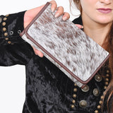 Ohlay Genuine Leather Hair-On Cowhide Long Clutch Wallet Western Purse