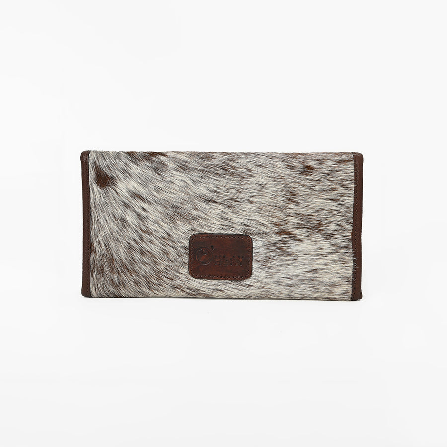 Ohlay Genuine Leather Hair-On Cowhide Long Clutch Wallet Western Purse