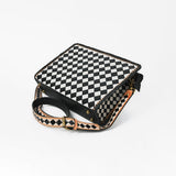 Ohlay Genuine Western Leather Crossbody Bag Diamond Checkerboard Shoulder