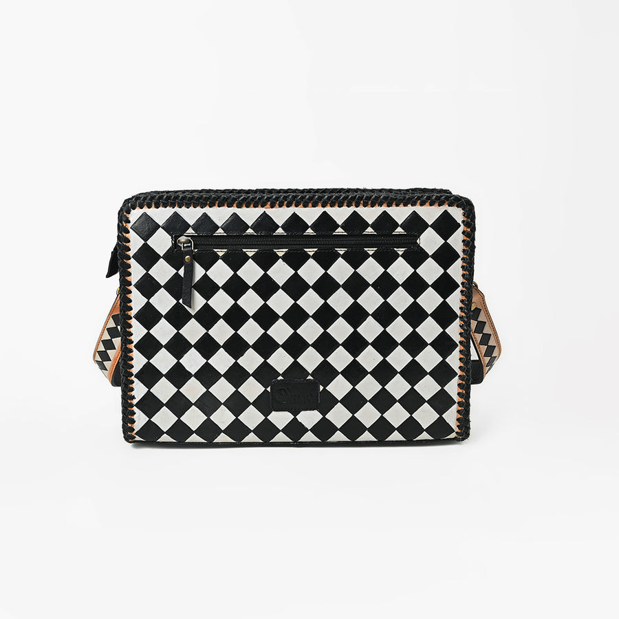 Ohlay Genuine Western Leather Crossbody Bag Diamond Checkerboard Shoulder