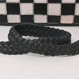 American Darling Hair-On Hide Satchel Bag for Women, Checkered Leather Handbag with Braided Crossbody Strap Black & White
