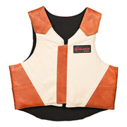 Lrg Hilason Western Horse Bull Riding Vest Pro Rodeo Leather Gear Equipment Brown/White Safety Protective