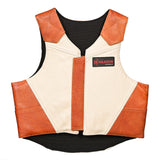 large Hilason Western Horse Bull Riding Vest Pro Rodeo Leather Gear Equipment Brown/White Safety Protective - Uhorse