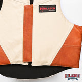 Lrg Hilason Western Horse Bull Riding Vest Pro Rodeo Leather Gear Equipment Brown/White Safety Protective