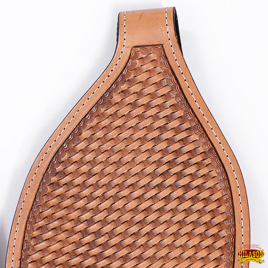HILASON Youth Western Saddle Replacement Fenders, Genuine Leather Short Fenders, Basket Weave, Adjustable Buckles