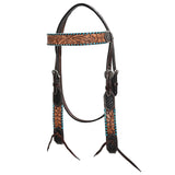 HILASON Western Horse Headstall & Breast Collar American Leather Floral Carving