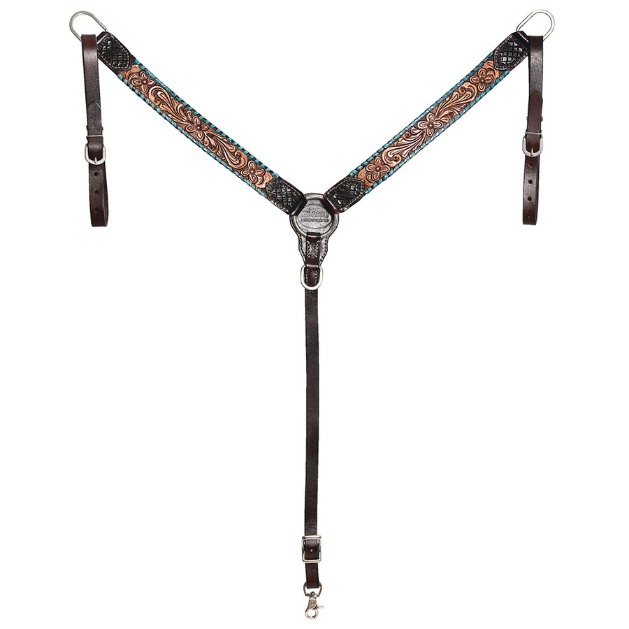 HILASON Western Horse Headstall American Leather Dark brown | Breast Collar Tack Set for Horses